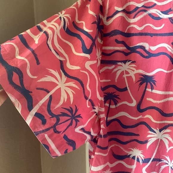 TRUNKS SURF & SWIM CO Pink Waves Tropical Print Short Sleeve Button Down Shirt - Picture 4 of 9